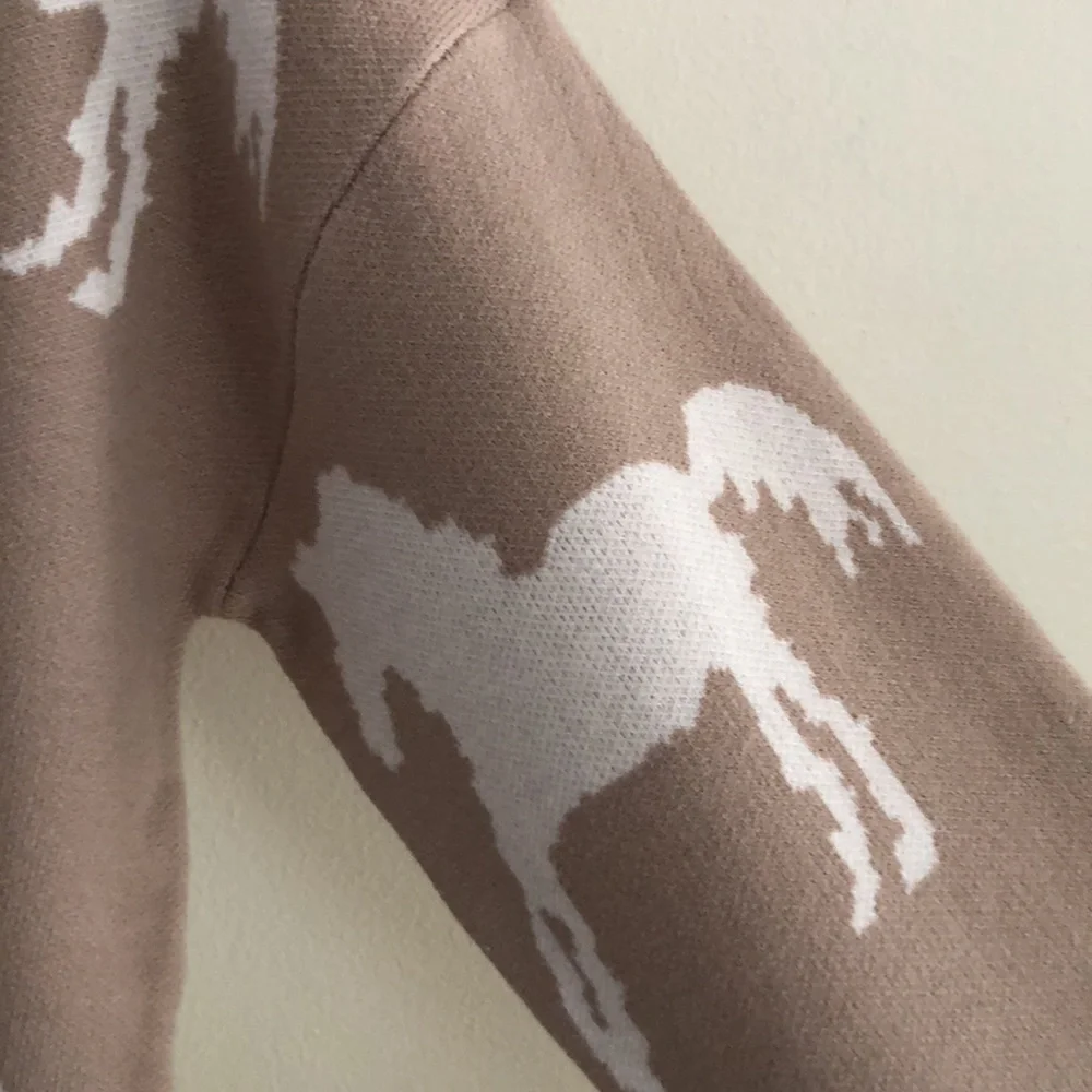Jason Wu Tan Sweater with White Horse Design